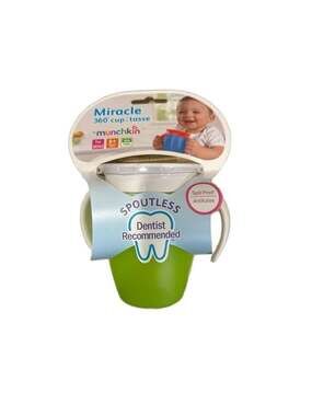 Munchkin Miracle 360 Trainer Cup with Handles, Spoutless Sippy Cup, Green 7oz